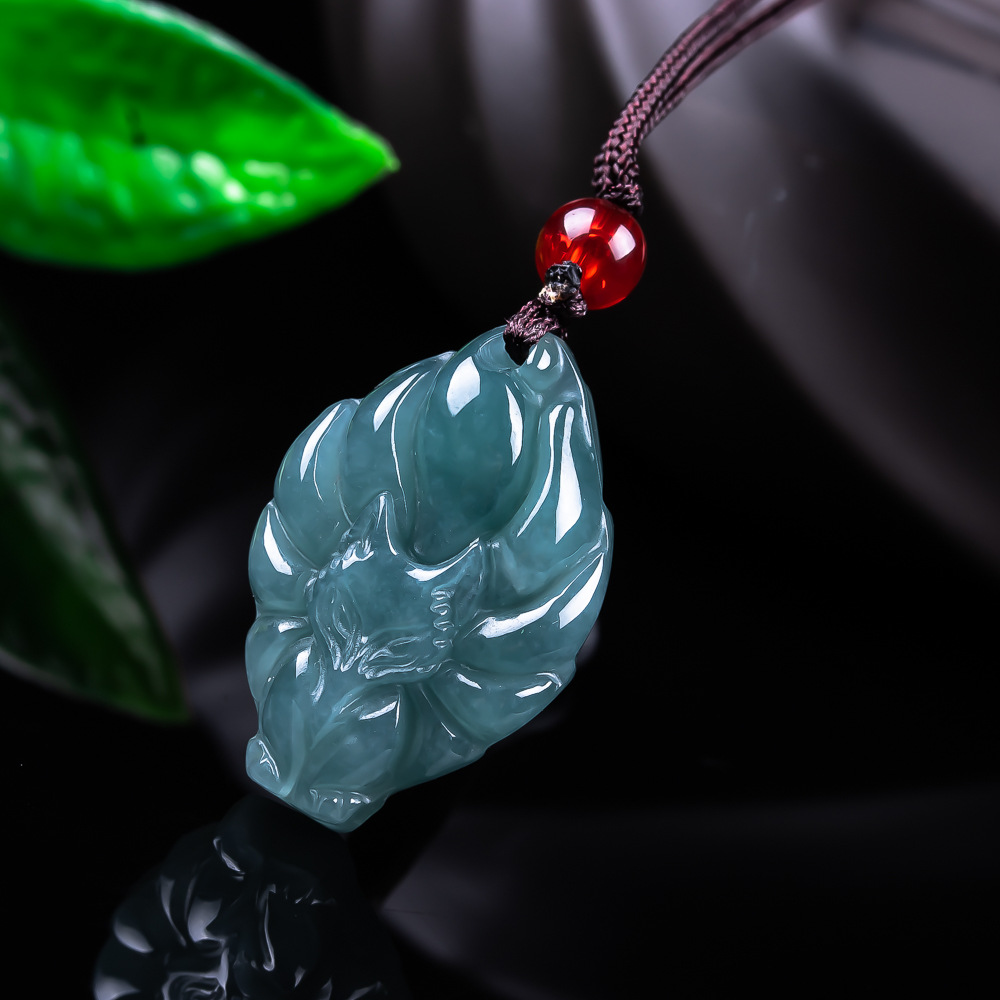 Jewelry Making Jewelry - قلادة ثعلب من اليشم البورمي الطبيعي،