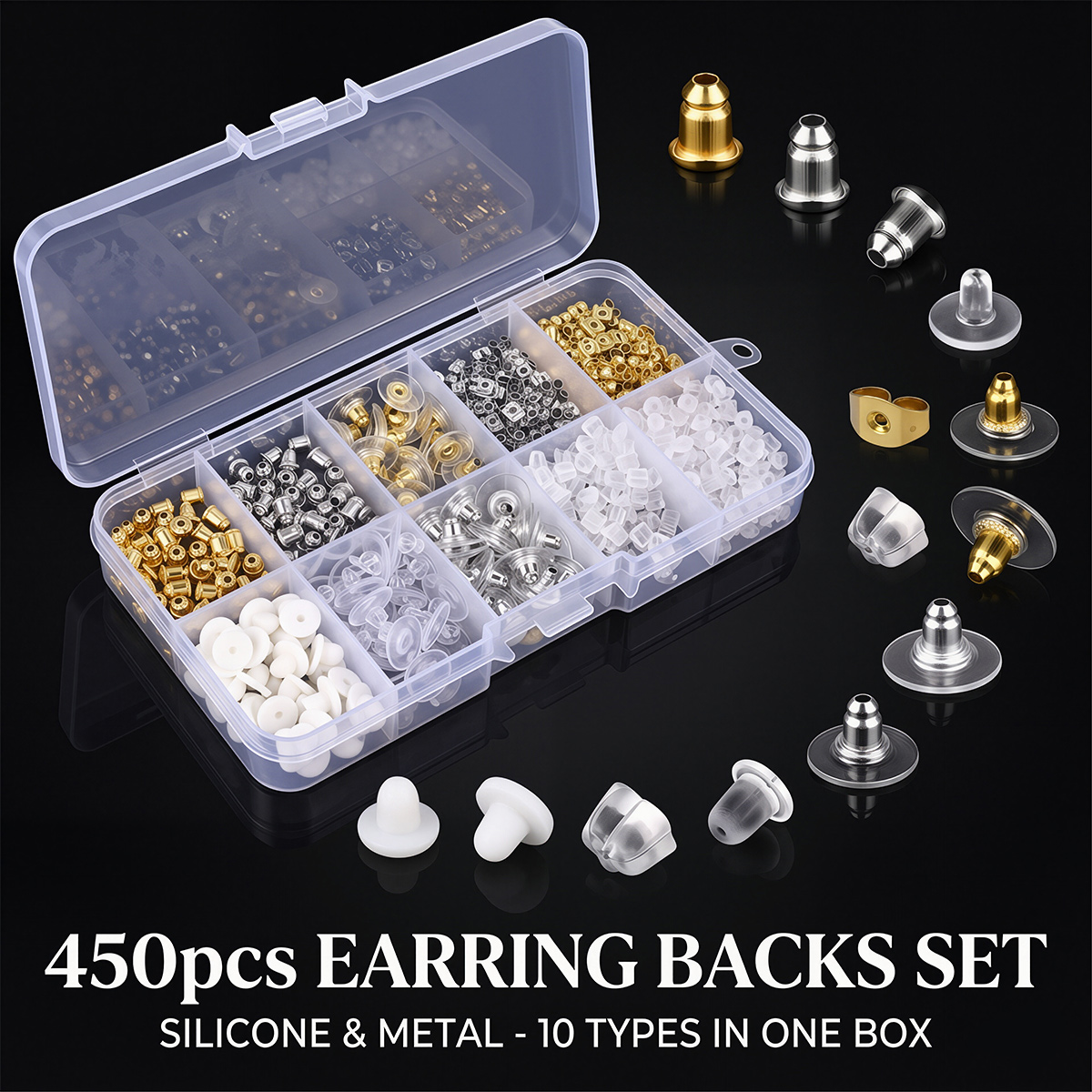 450 قطعة من سدادات الأقراط الم - مراجعة Jewelry Making Organizer وسعره