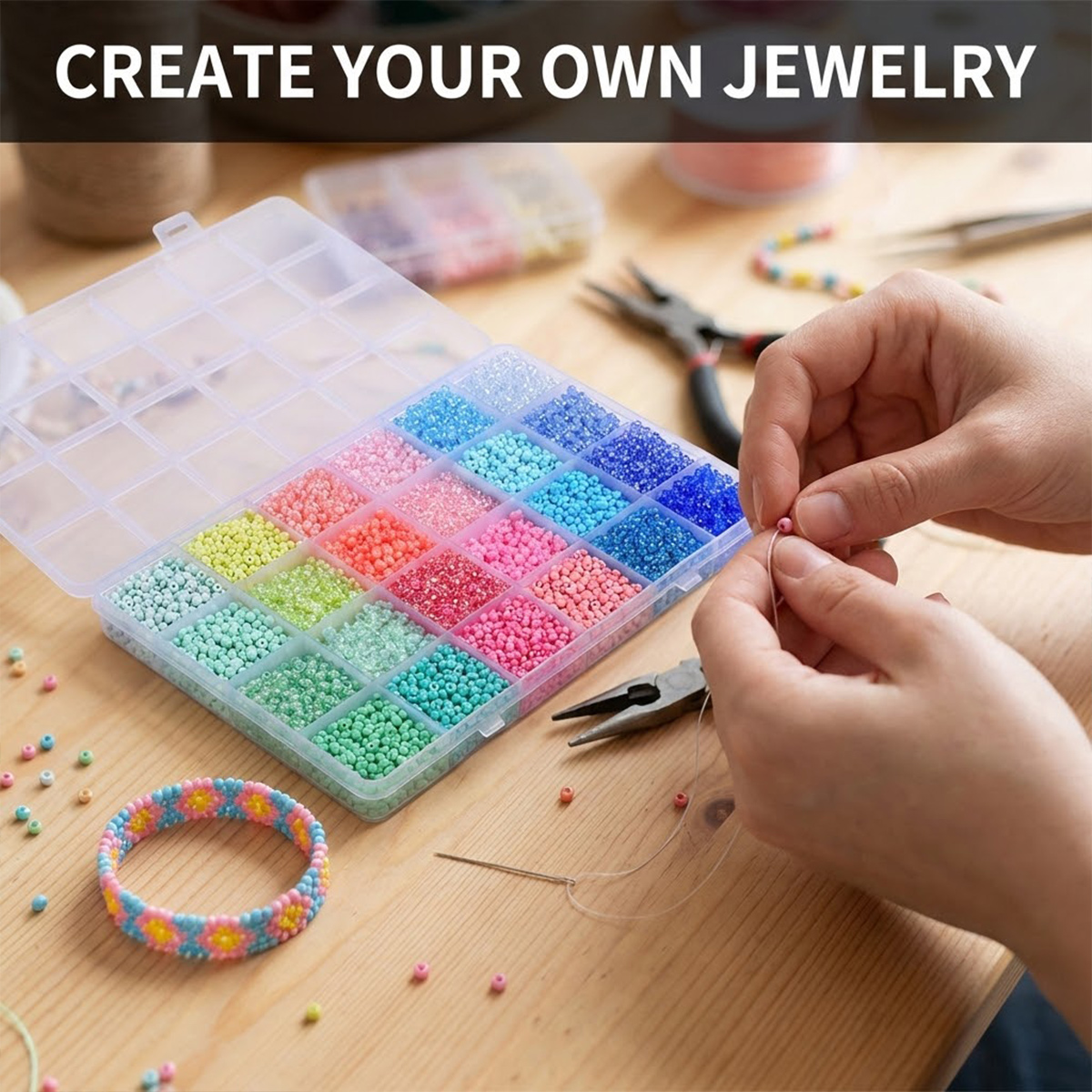 طقم 5200 خرزة زجاجية صغيرة 3 م - مراجعة Jewelry Making Organizer وسعره