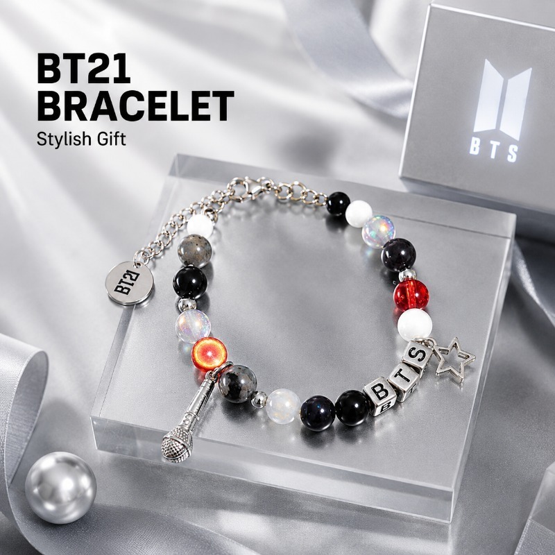 سوار خرز أسود وأحمر من BT21، إ - مراجعة Jewelry Making Metals وسعره