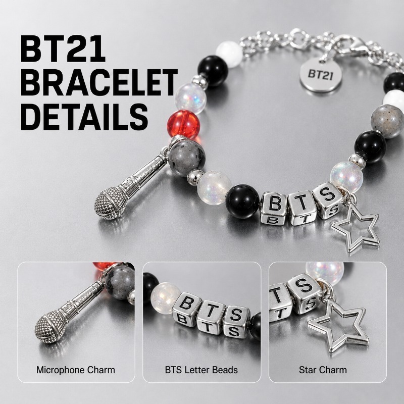 سوار خرز أسود وأحمر من BT21، إ - مراجعة Jewelry Making Metals وسعره